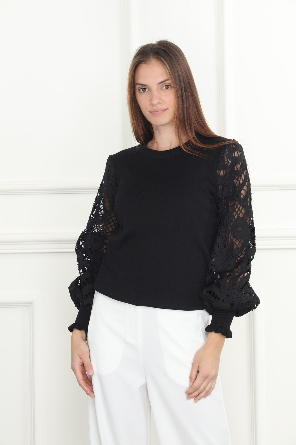 Lace Sleeve Sweater