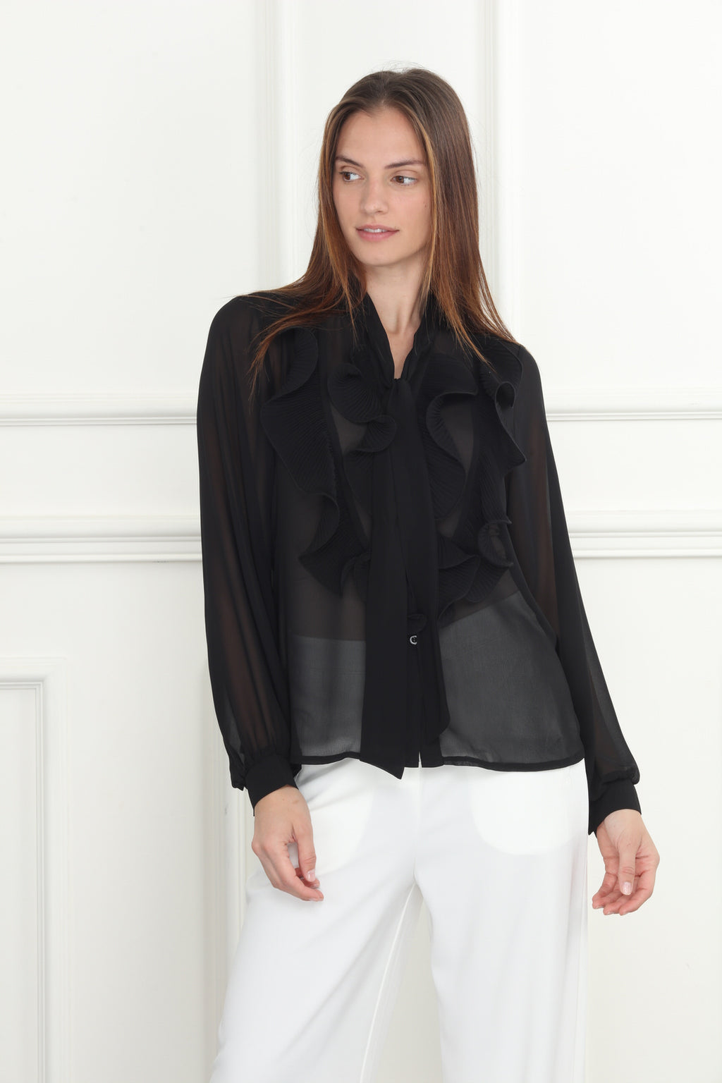 Ruffle Tie Blouse