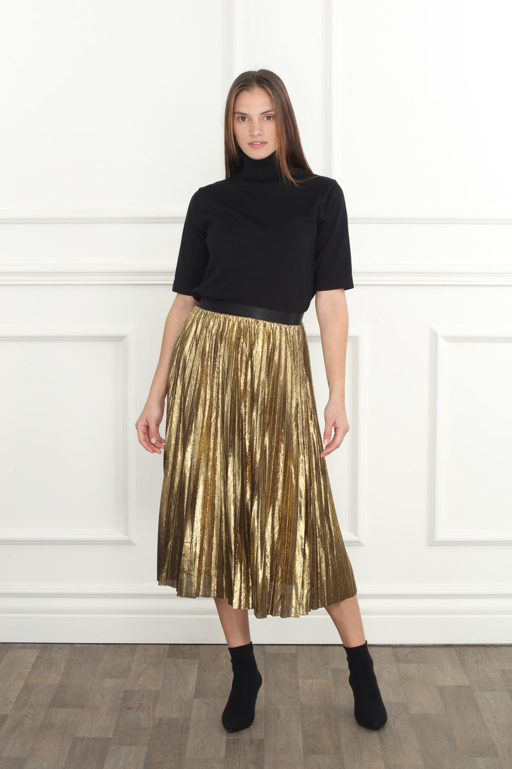 Antique Gold Pleated Skirt